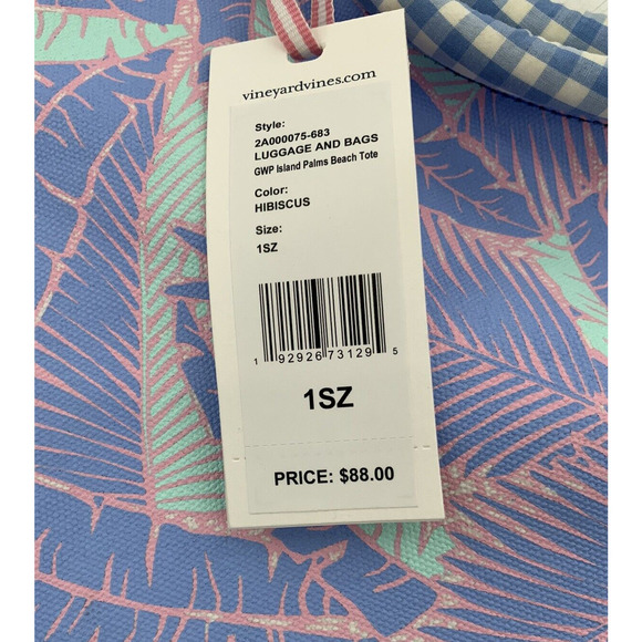 Vineyard Vines Martha's Vineyard Island Palm Tree Print Hibiscus Tote Bag NEW - Picture 9 of 10